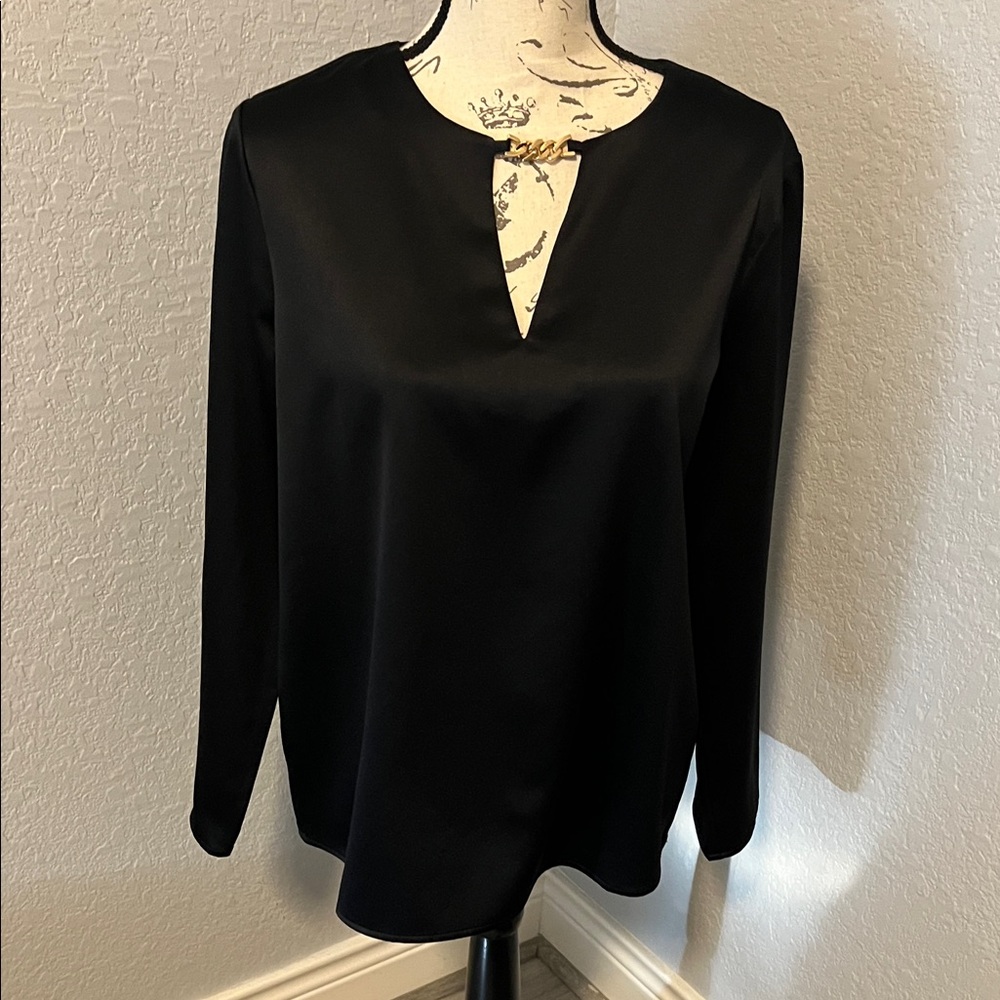 Ann Taylor Black Keyhole Blouse